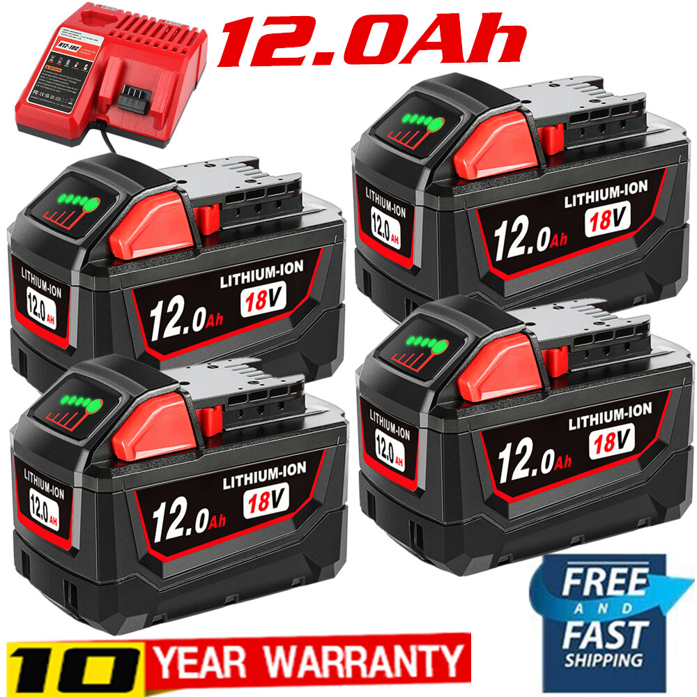 1-4X For Milwaukee M18 12.0AH 9AH 6AH Extended High Capacity Battery 48-11-1890