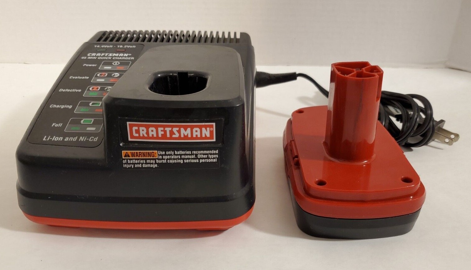 Craftsman 45 Minute Quick Charger 315.259260 w/ 19.2v Die Hard battery TESTED