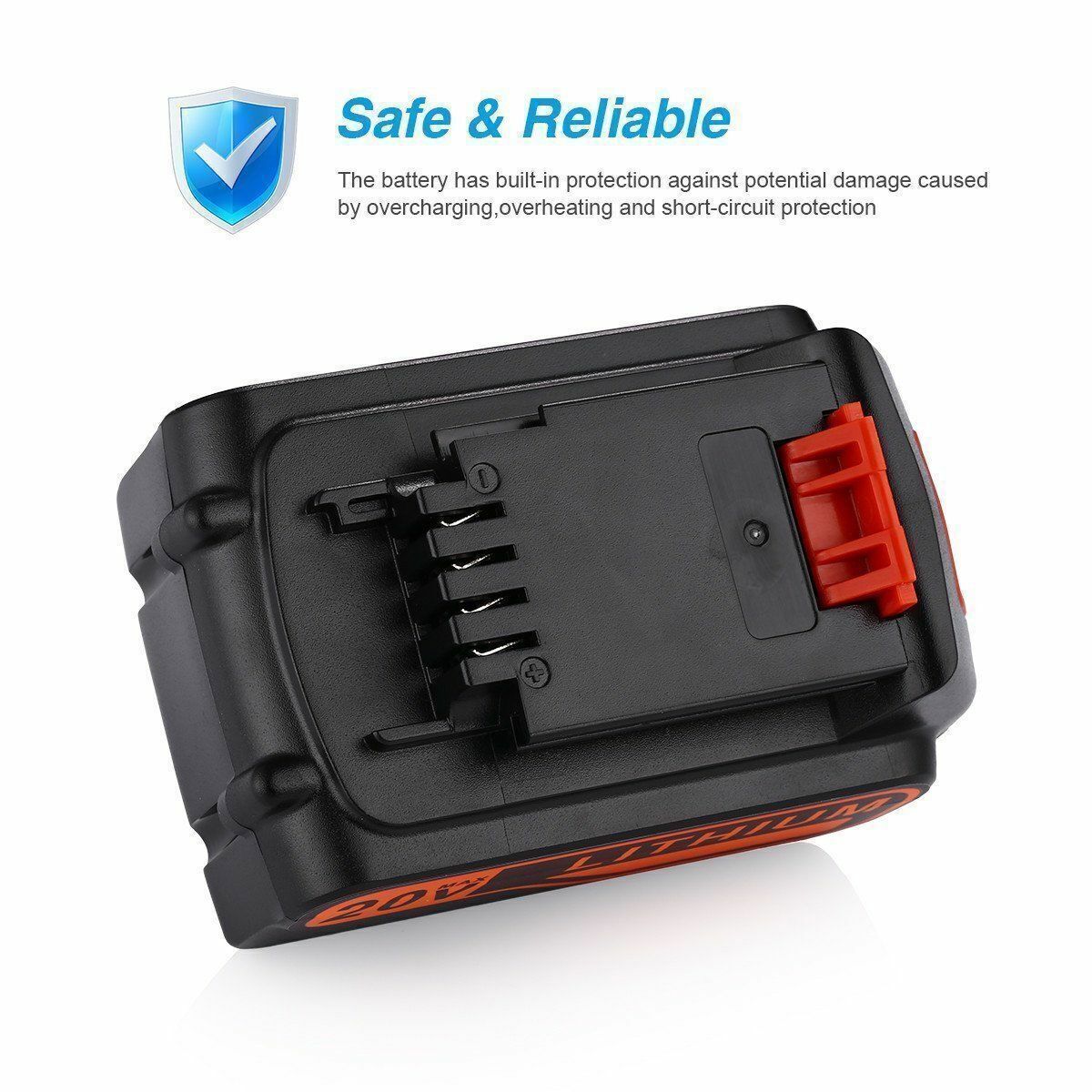 8.0Ah 20V MAX Battery for Black + Decker 20V Lithium LB20 LBX20 LB2X4020 LBXR20