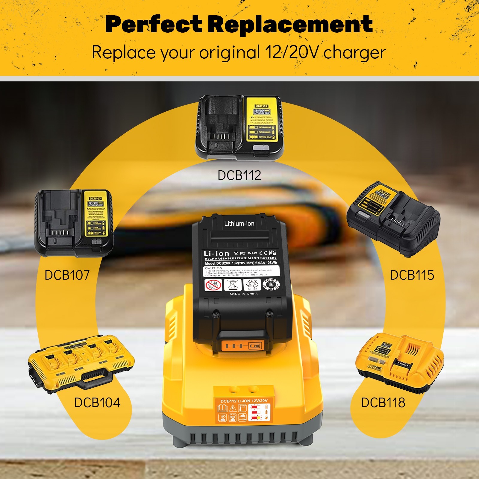 DCB112 20V MAX Battery Charger Replacement for Dewalt Battery Charger