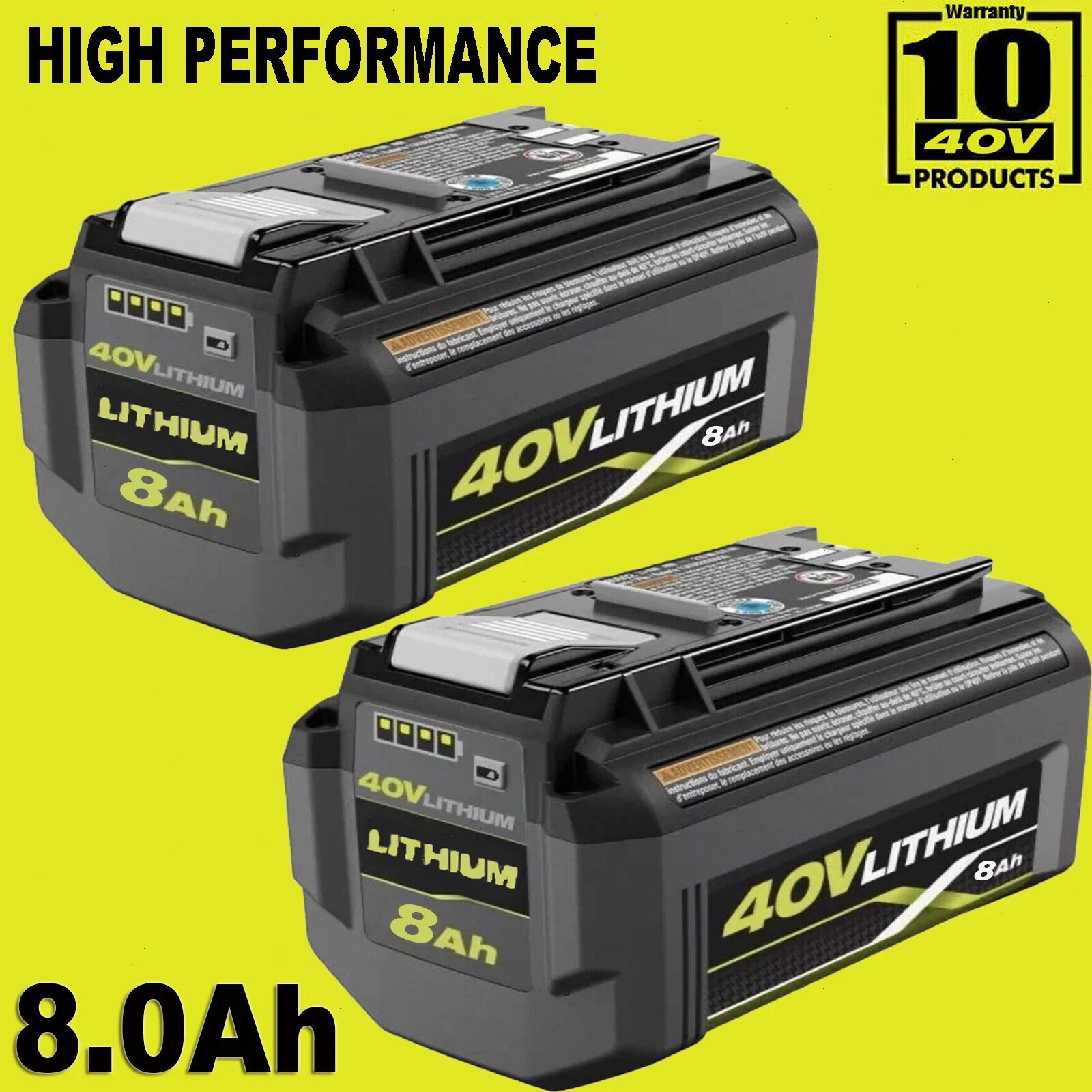 2 Pack For Ryobi 40V 8.0Ah Battery High Capacity Lithium ion OP4080A OP4012A New