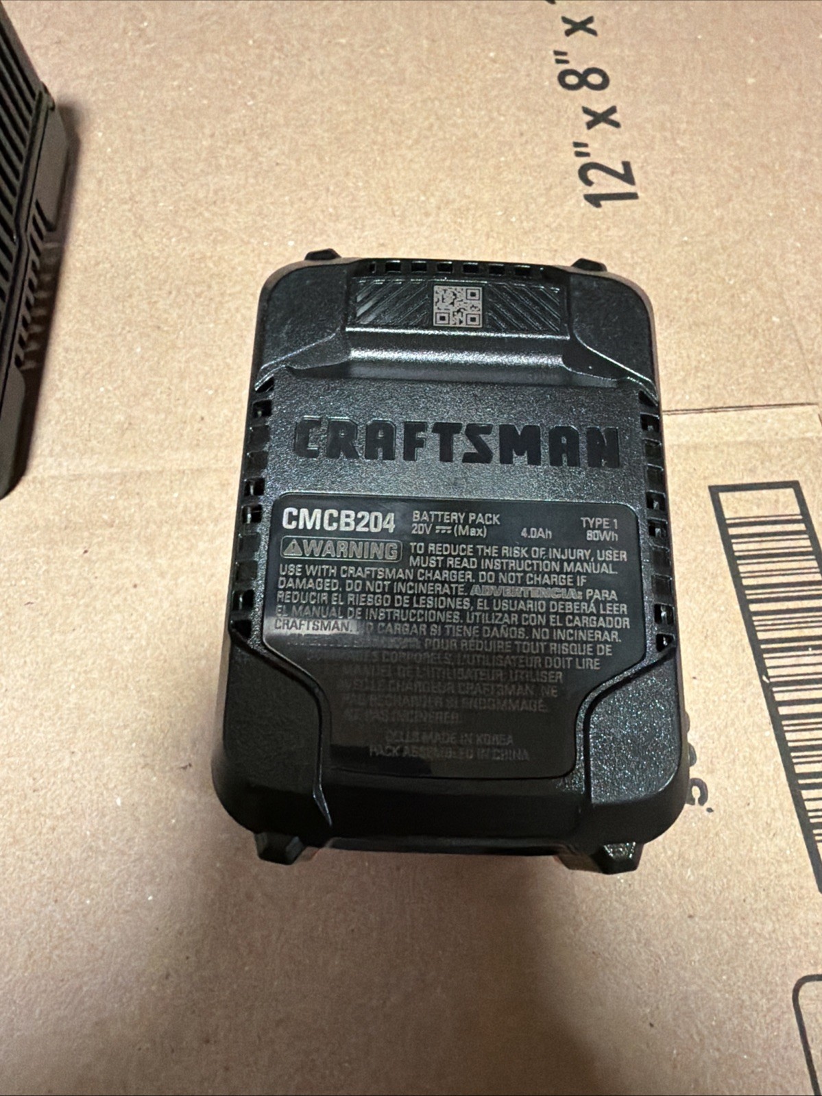 Craftsman 20 Volt CMCB204-CK 4.0Ah Lithium Ion Battery & Charger New Open Box