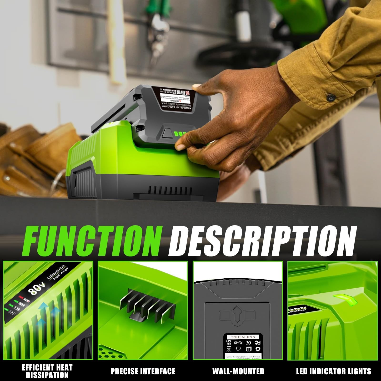 4.0A Rapid Charger for 80V Lithium-Ion Batteries – Compatible with GCH8040, GCH8