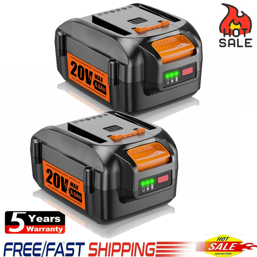 6.0Ah For WORX 2X 20V MAX Extend Li-Ion Battery WA3520 WA3525 WA3575 WG155 WG540