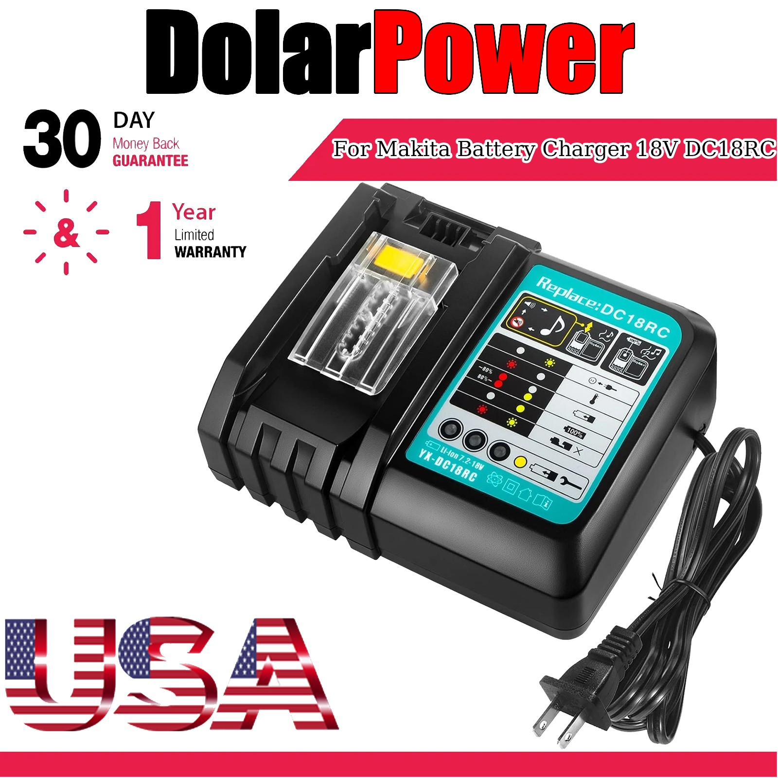 1x DC18RC Rapid Fast Charger For Makita 14.4V-18V Li-Ion Battery BL1830B BL1840B