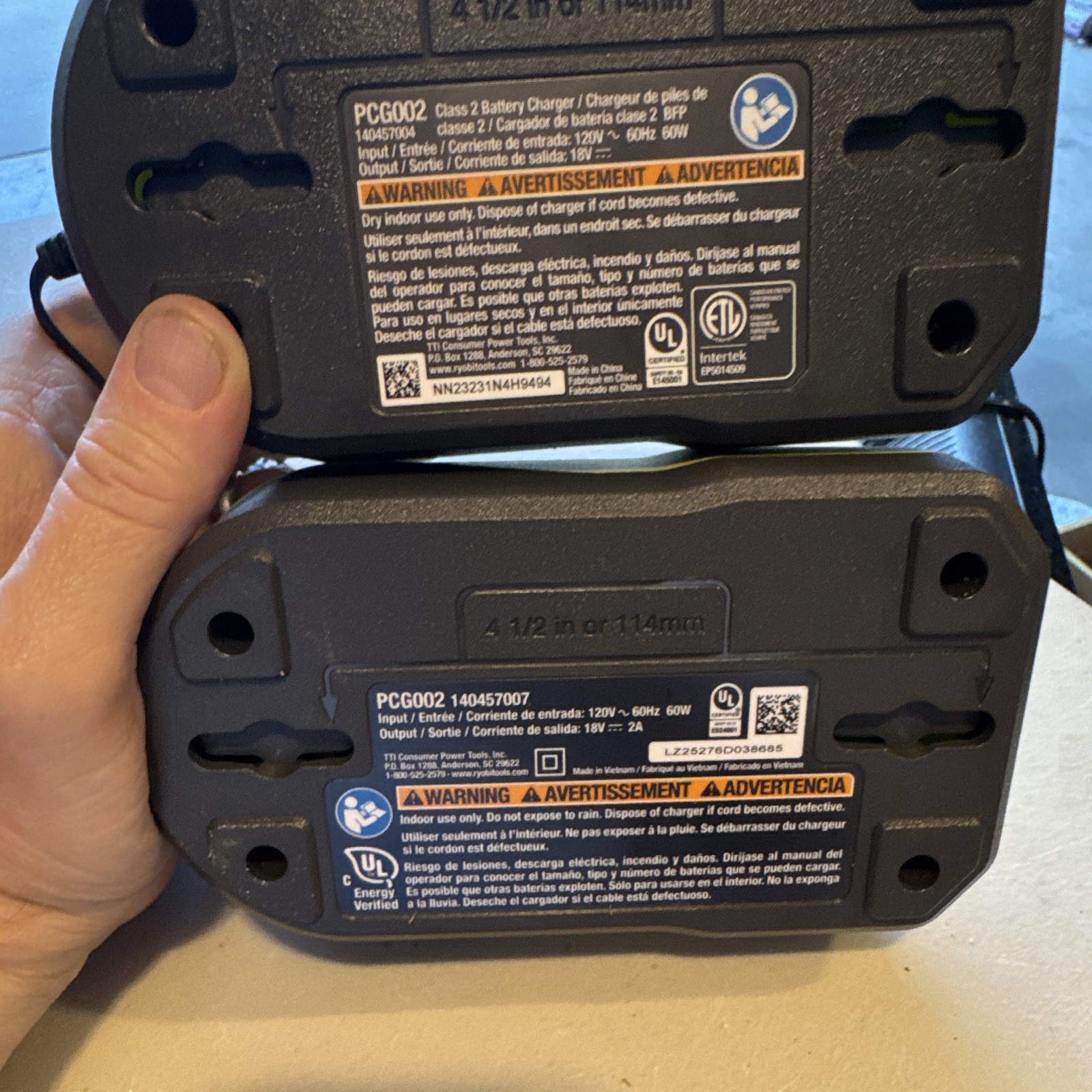 RYOBI ONE+ 18V Lithium Battery Charger PCG002 Green – Lot of 2