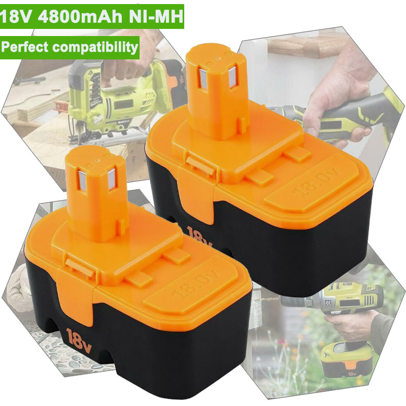 2PCS 18V 4.8Ah Ni-Mh Battery Replace for Ryobi 18Volt 4800mAh 13022 ABP1801 US
