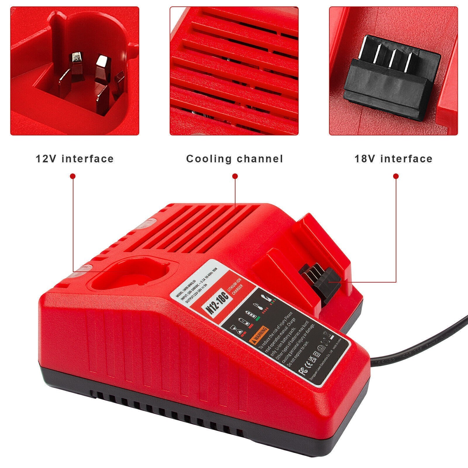 Charger For Milwaukee for M18 18V Battery Lithium 48-59-1812 1860 48-11-1860