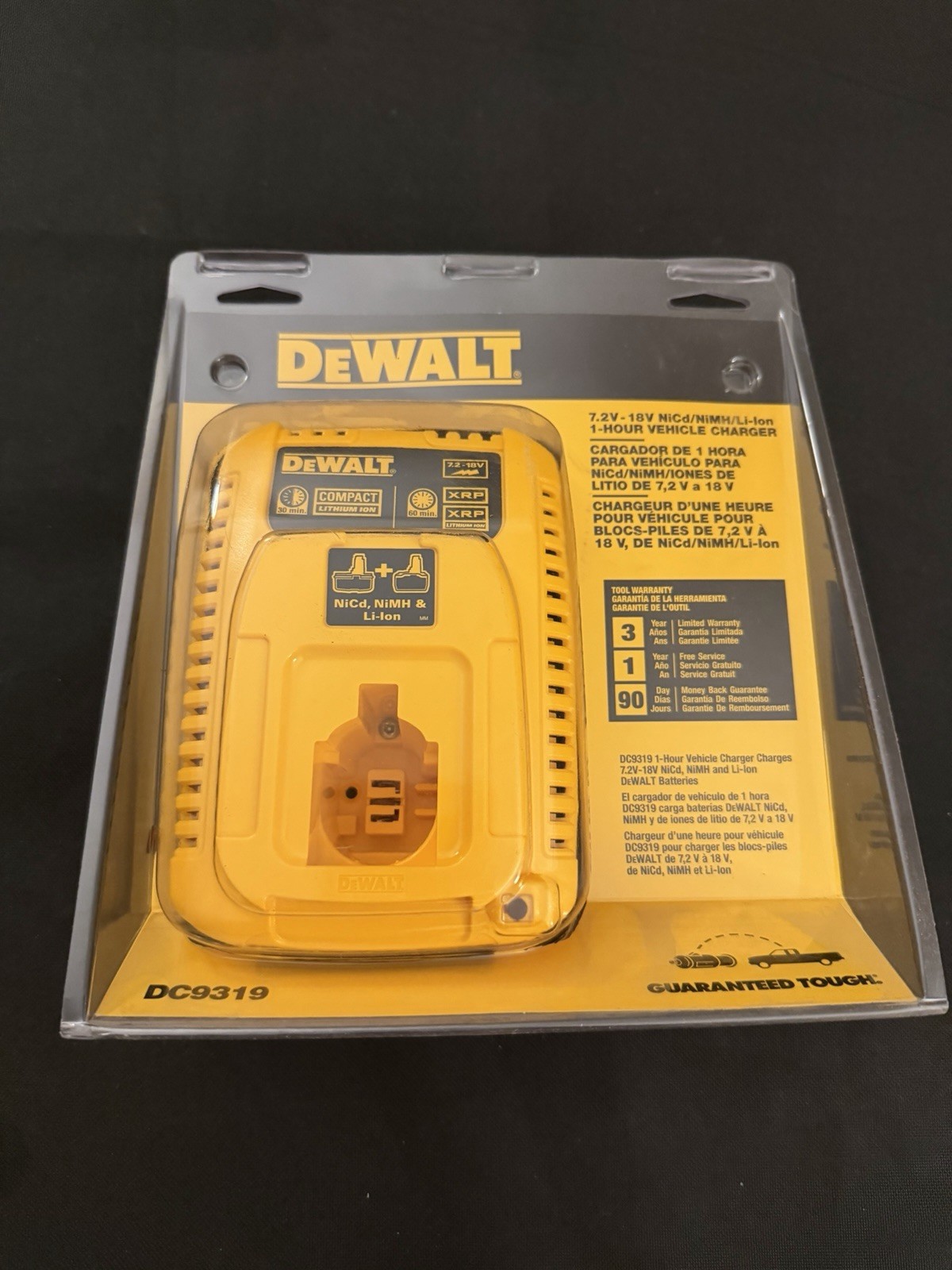 DeWalt DC9319 One Hour Vehicle Charger Heavy Duty 7.2v -18v NiCd NiMH Li-ION NEW