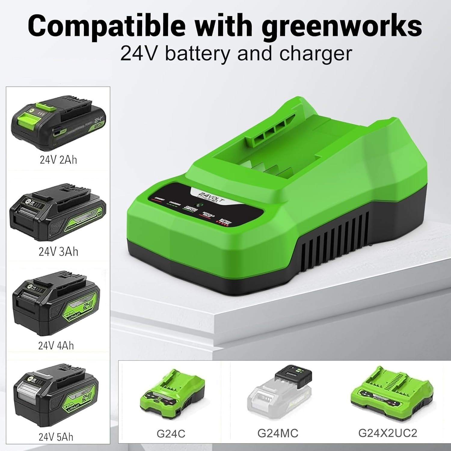 24V CAF806 Charger for Greenworks G24 Li-ion Battery BAG708 BAG709 BAG710 BAG711