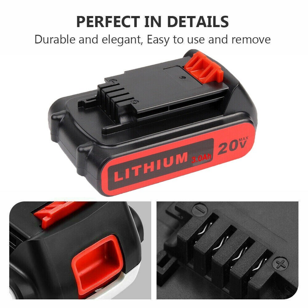 2Pack 20V 3.0AH Lithium-Ion Battery for Black & Decker 20 Volt LB20 LBX20 LBXR20