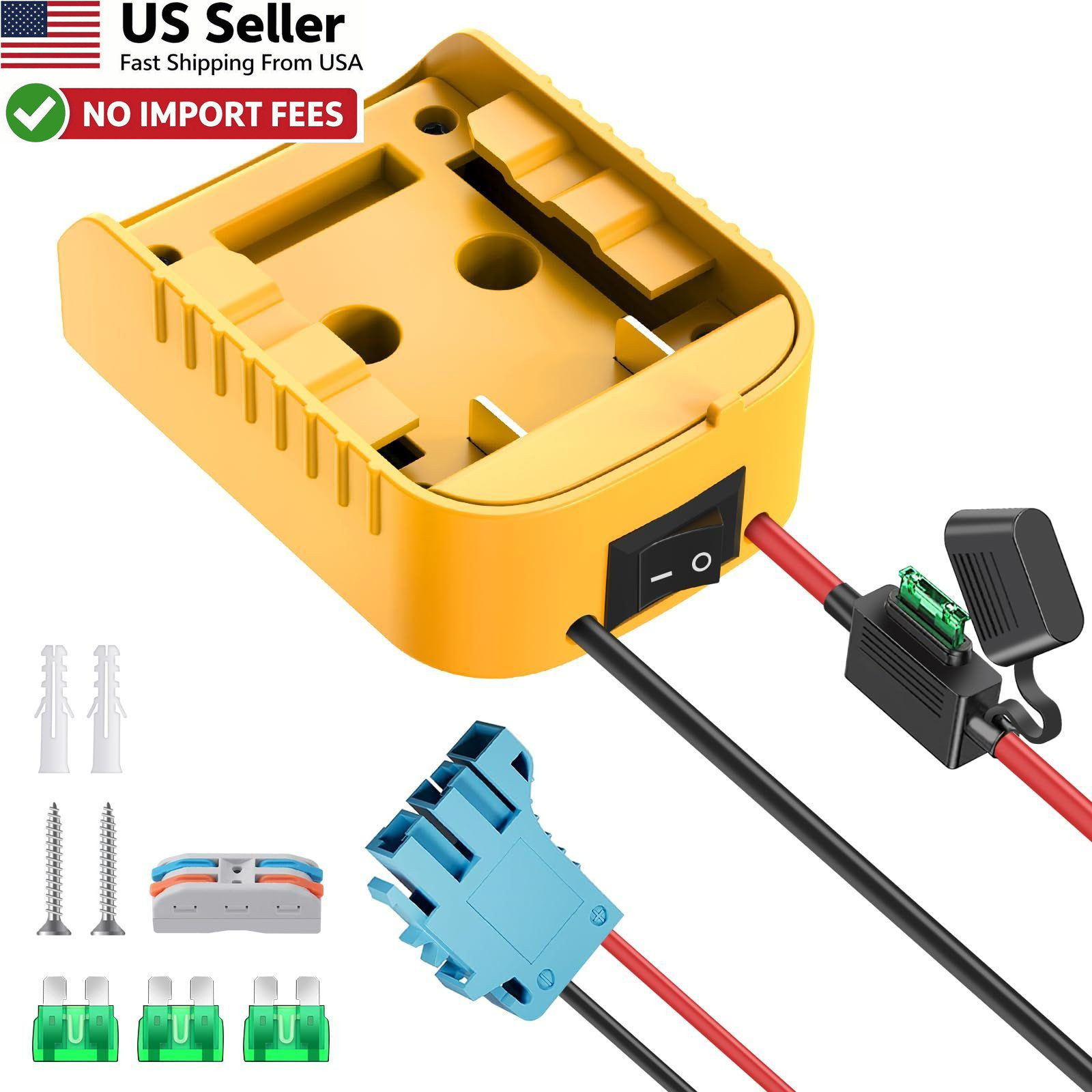 KOEZEOI Power Wheels Adapter for Dewalt 20V Battery 1-Pack, Yellow