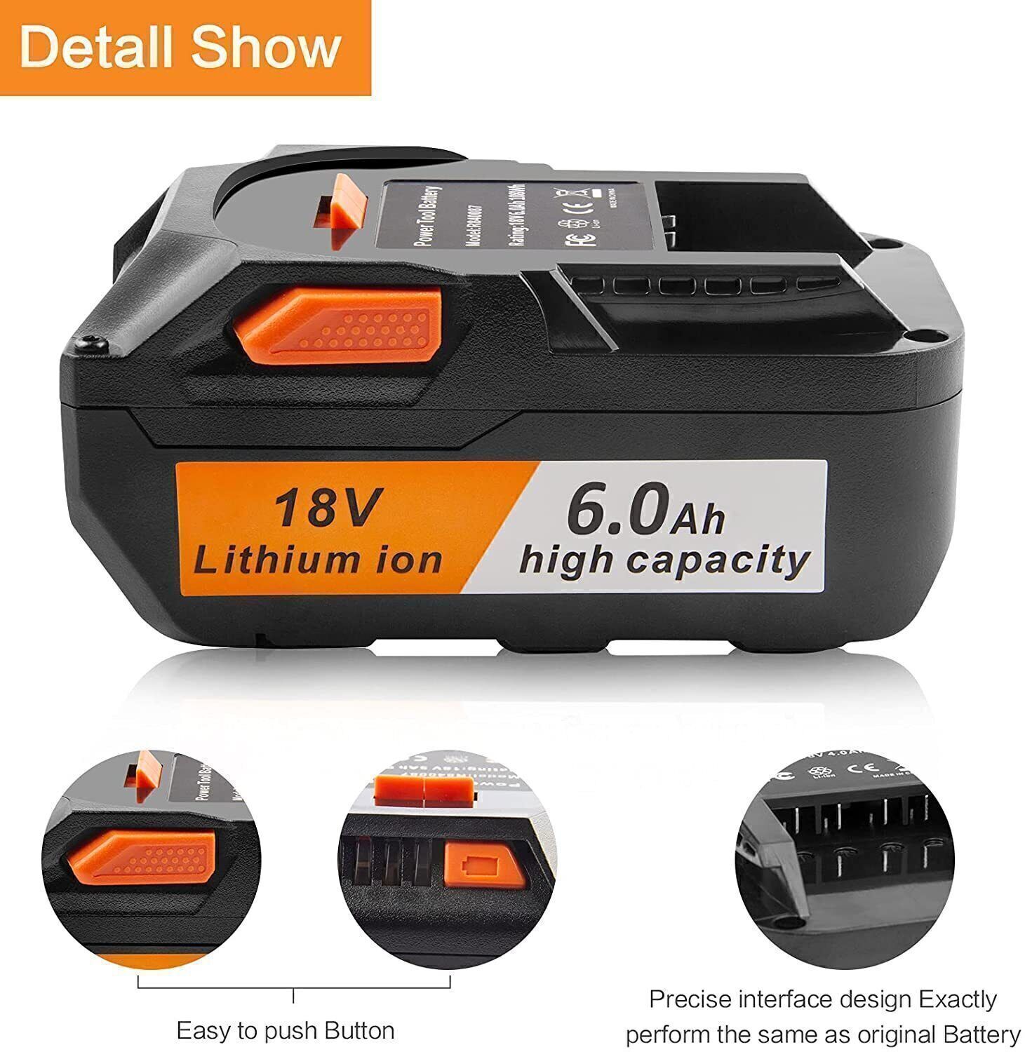 4x 3.0Ah for Ridgid R840085 6Ah Lithium Battery Rigid 18Volt R840087 Power Tool