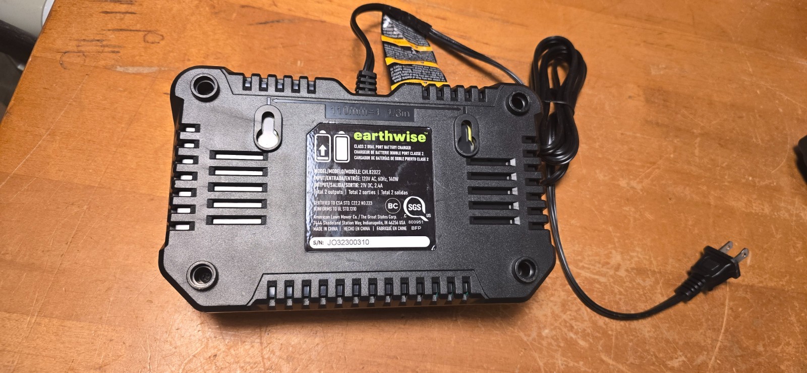 Earthwise CHL82022 Dual Port 21V Battery Charger