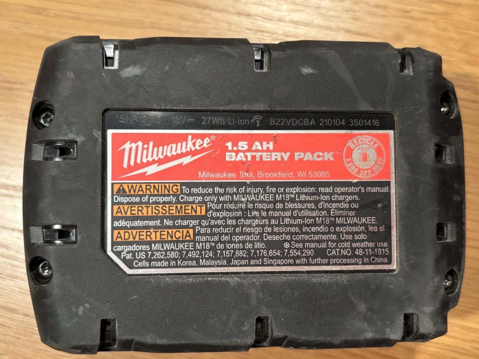 Milwaukee Charger M12 M18 With M18 CP 1.5 Lithium Battery – Excellent Condition!