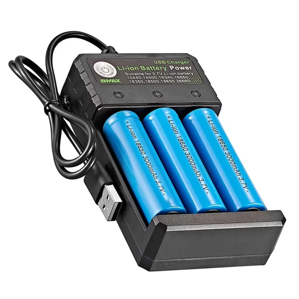Smart 18650 Charger 3 Slots 4.2V Li-Ion Battery USB Independent Charging 18650 1