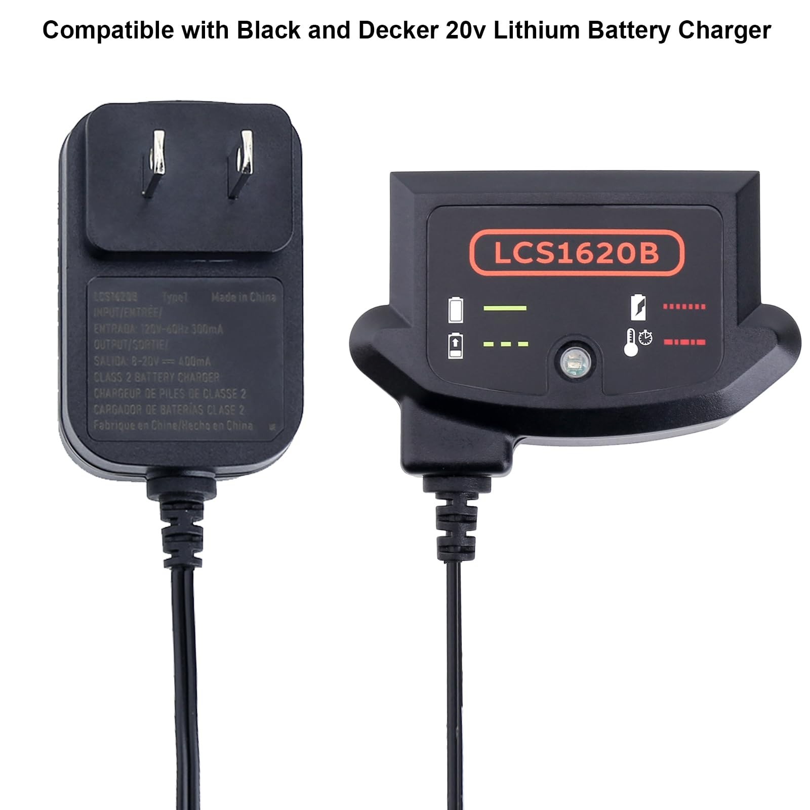 20V Lithium Battery Charger Compatible with Black & Decker 12V/20V MAX Batteries