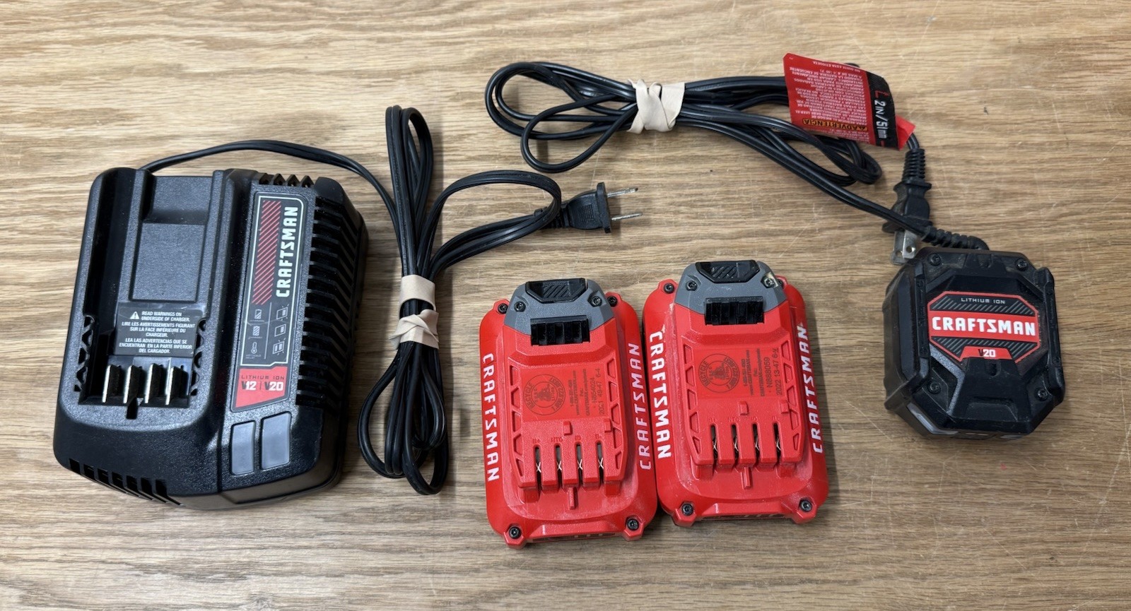 Craftsman Battery Charger 12V-20V CMCB102 and 2 20V Batteries CMCB101