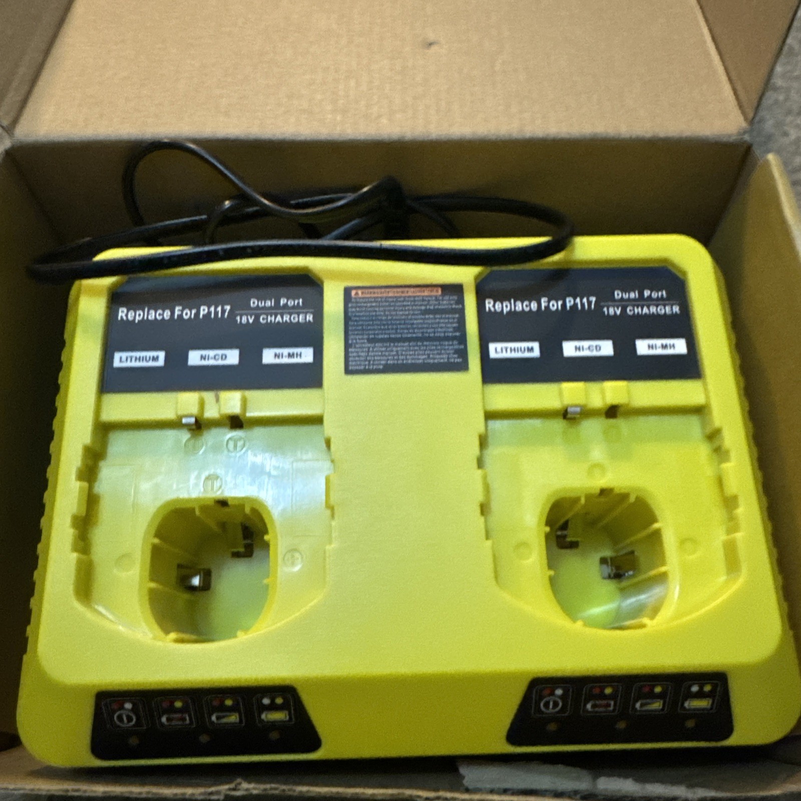 18V Dual Port Charger for Ryobi P117 P108 PBP005 Lithium-Ion NiCad NiMh Battery