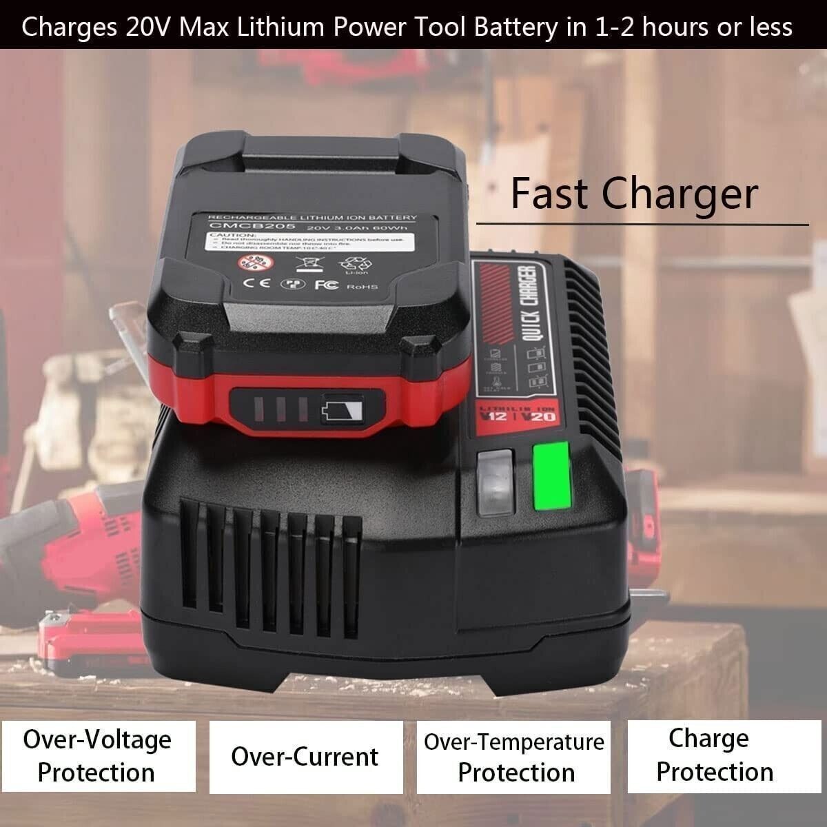20V Fast Charger CMCB104 For Craftsman V20 Lithium-ion Battery CMCB204 CMCB202