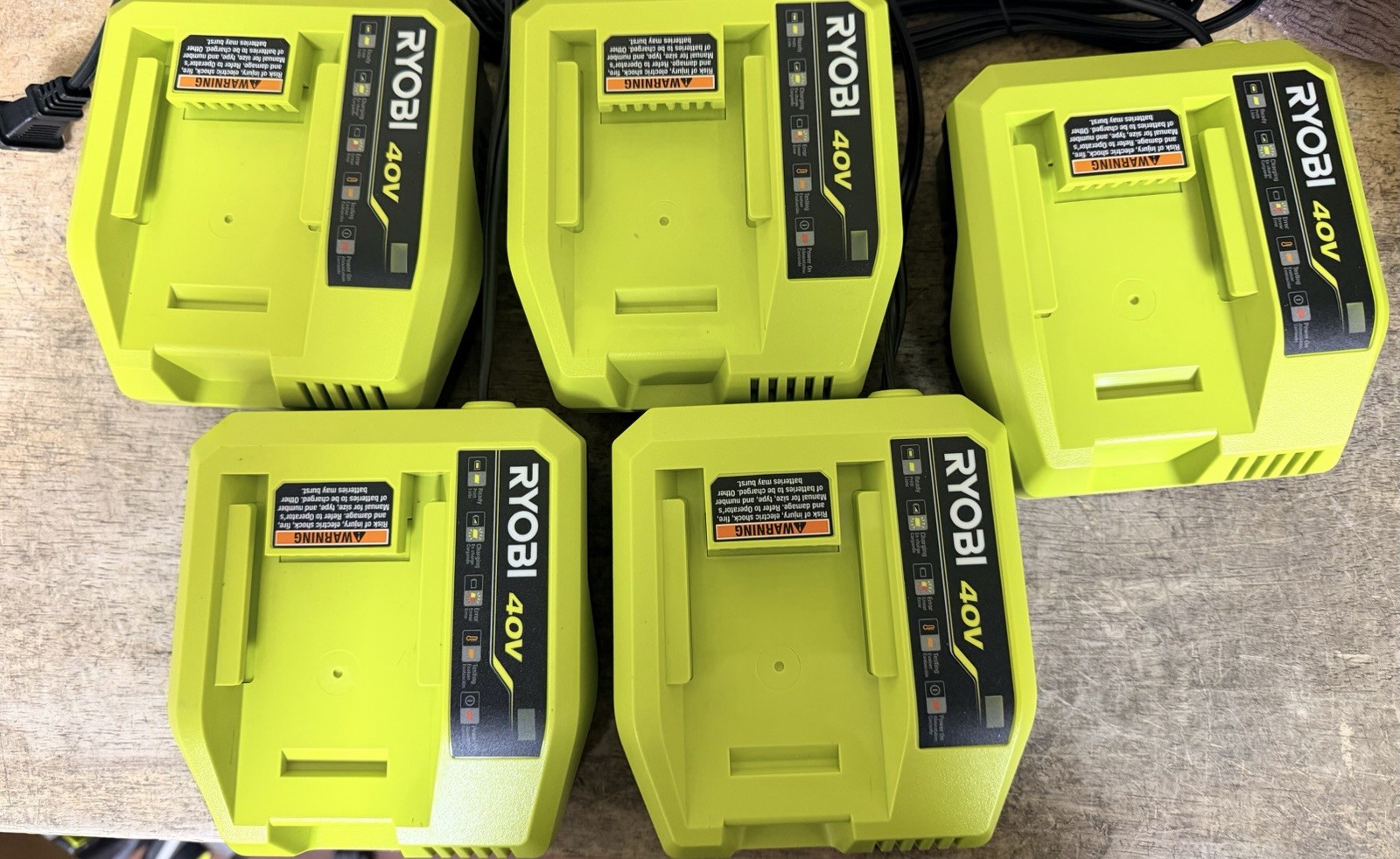RYOBI 40V Lithium-Ion Fast Charger – OP408VM (5 Chargers)