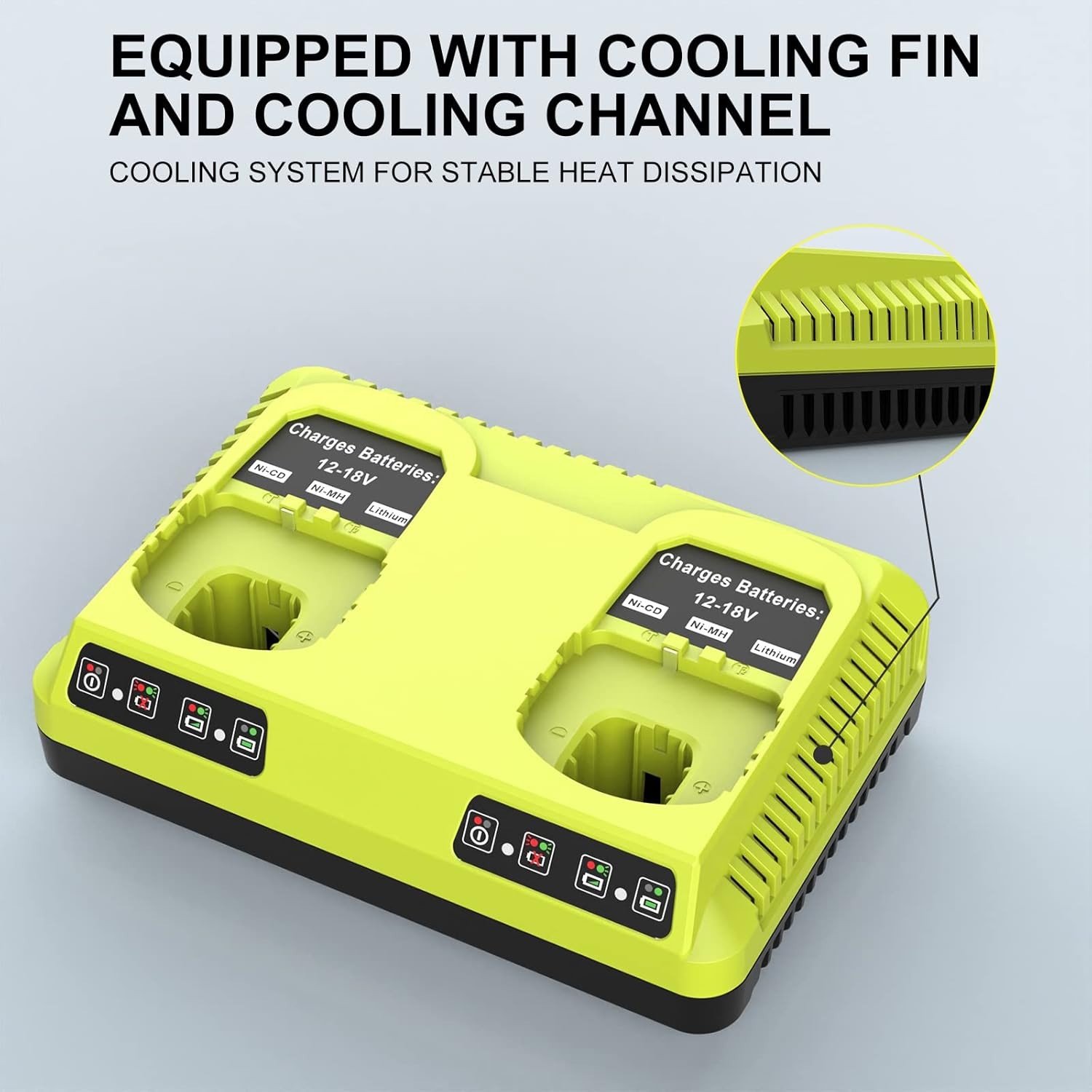 18V Dual Port Charger for Ryobi P117 P108 PBP005 Lithium-Ion NiCad NiMh Battery