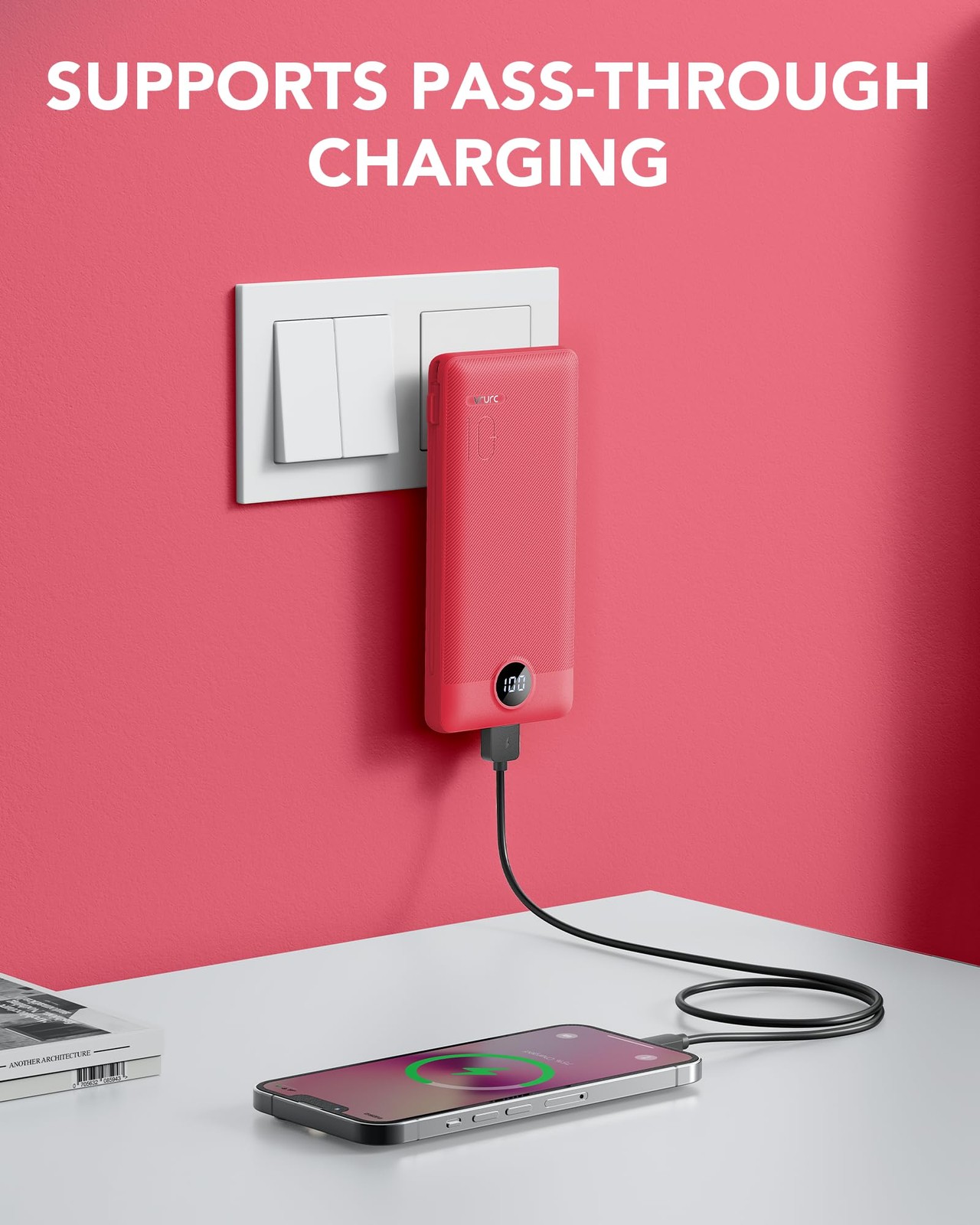Portable Charger Built-In Cables And Ac Wall Plug Vrurc Usb C Power Bank