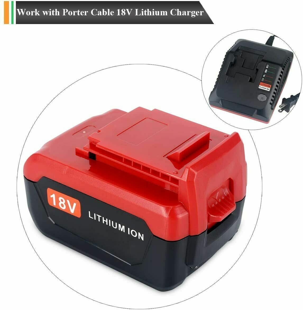 18V 6.0Ah Battery & PCXMVC Fast Charger For Porter Cable 18 Volt PC18B PC18BLX