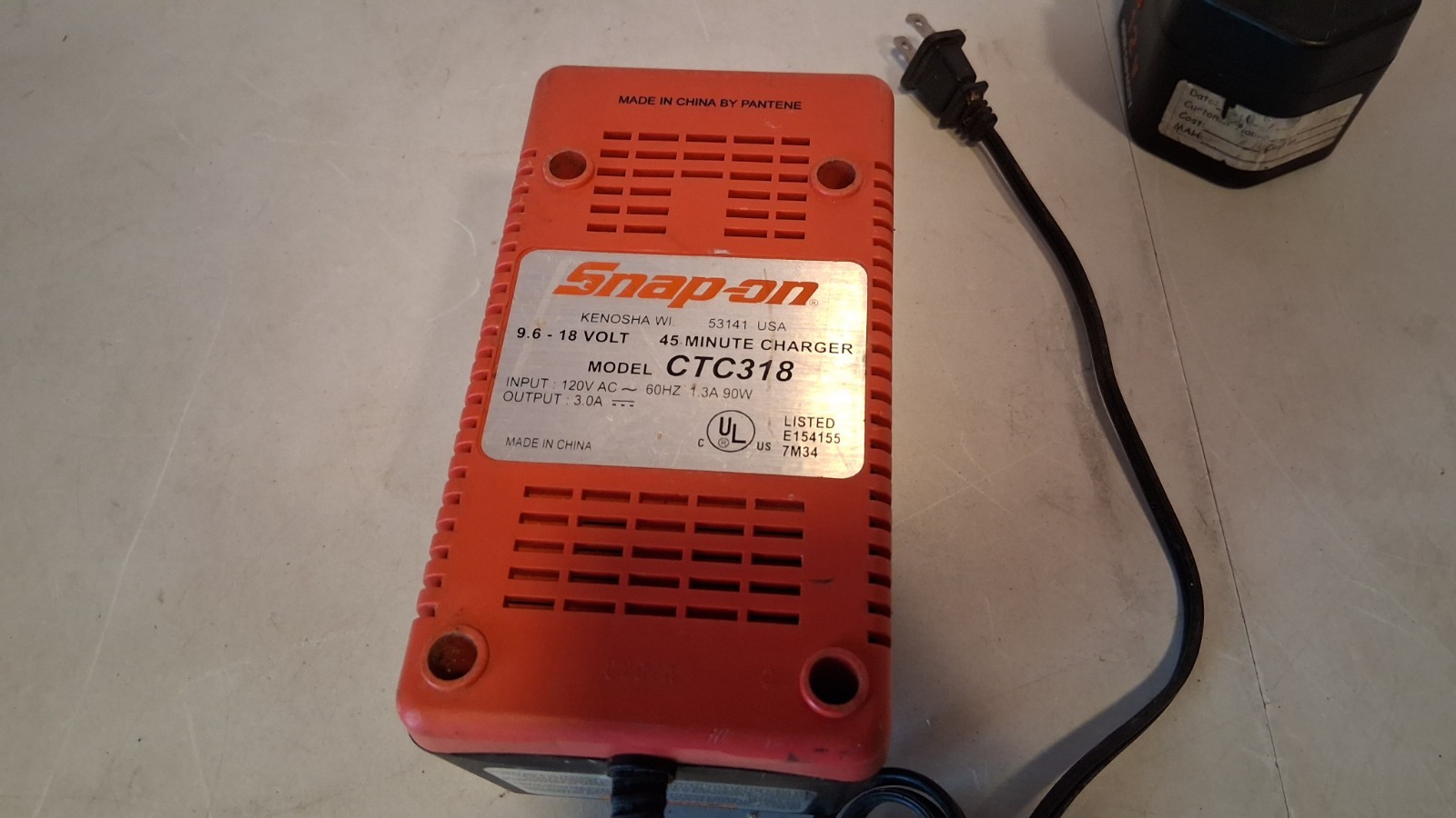 Snap-On VersaVolt 45 Minute Plug In Battery Charger CTC318 9.6-18V