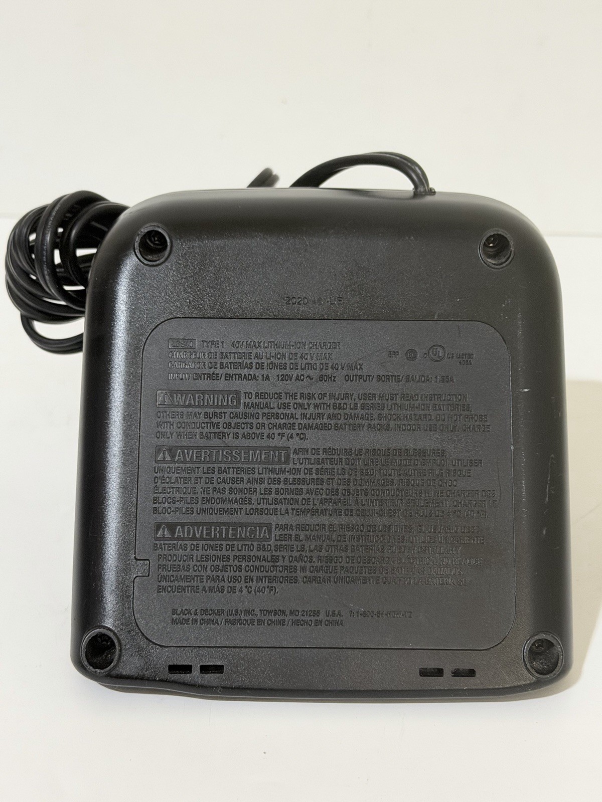 Black & Decker LCS40 Type 1 Lithium Ion Fast Battery Charger Type Charging Dock