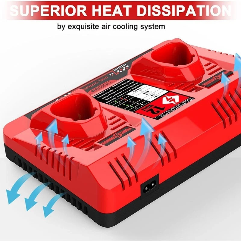 Dual Charger for Milwaukee M12 12V Li-ion 48-11-2401 48-11-2420 Charger