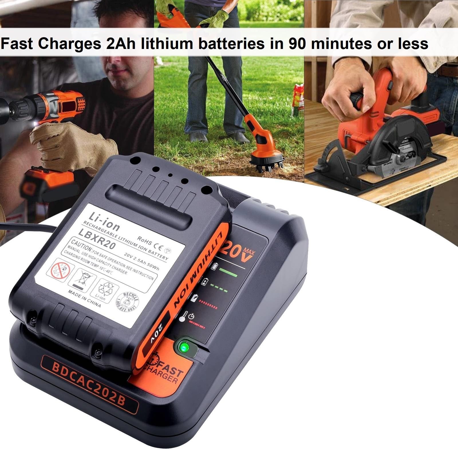 20V Fast Charger Compatible with Black and Decker 12V Max Lithium black