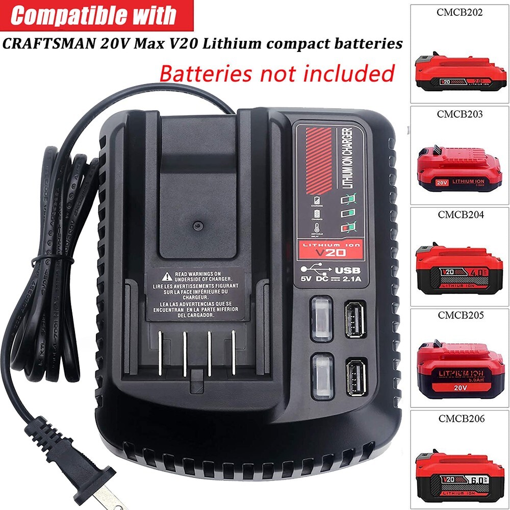 20V Fast Charger CMCB104 For Craftsman V20 Lithium-ion Battery CMCB204 CMCB202