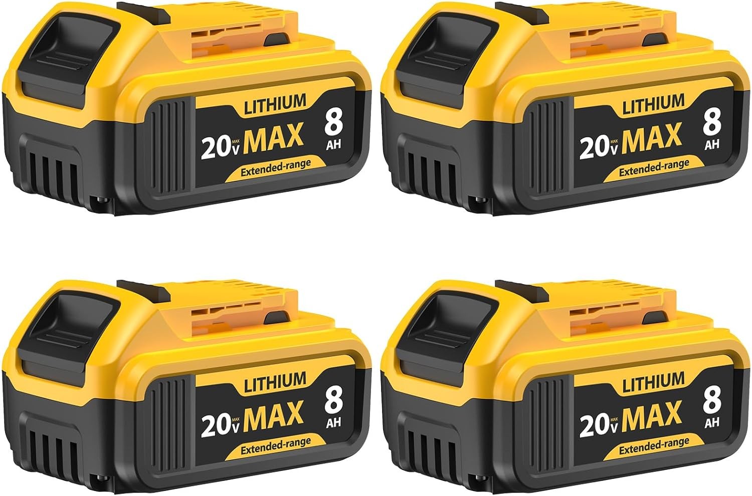 4Pack 8.0Ah for Dewalt 20 Volt Max Battery 20V Lithium-ion DCB201 DCB200 8Ah