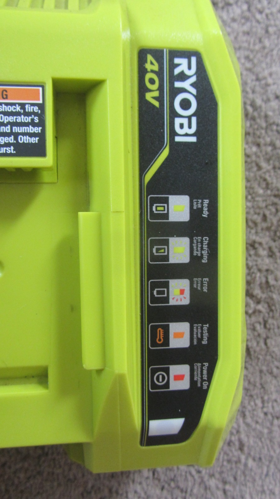 Ryobi OP406VNM 40V Lithium-Ion Battery Rapid Charger