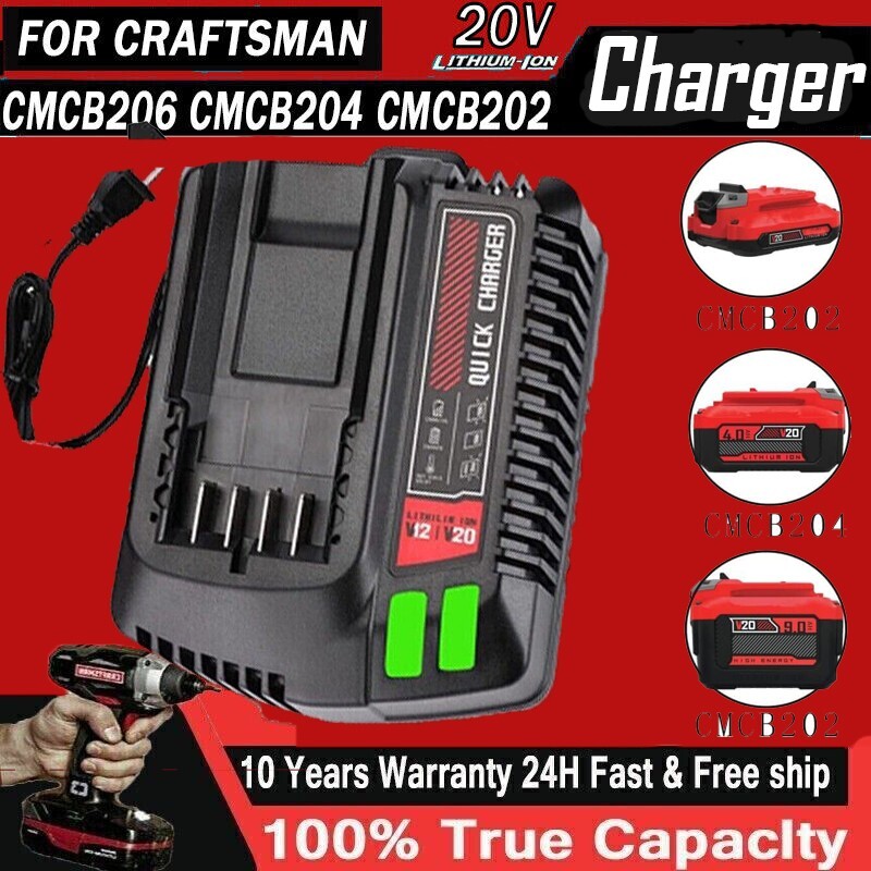 CMCB104 V20 Battery Fast Charger for Craftsman Li-ion 20v CMCB202 CMCB204 tool
