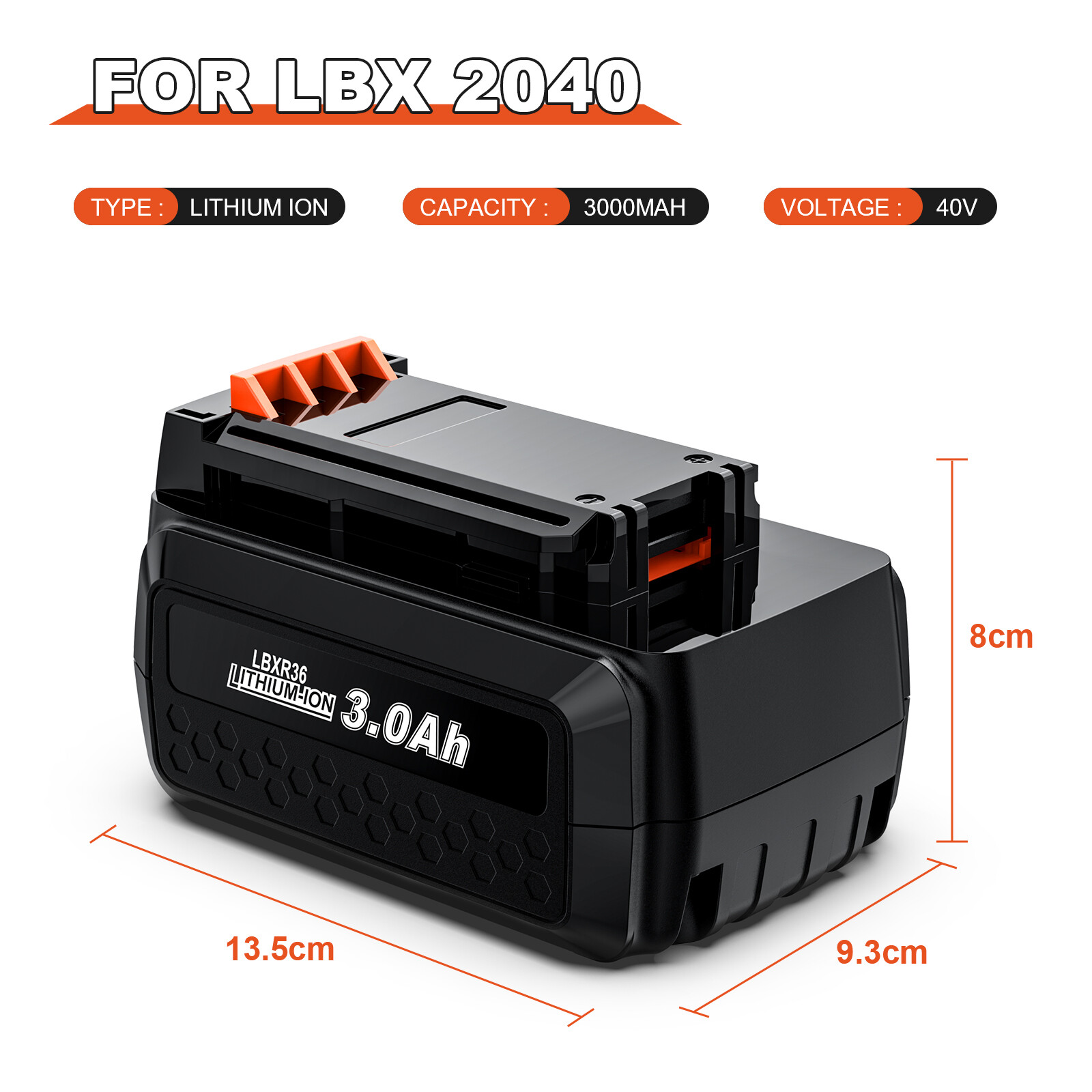 40V For Black and Decker 40 Volt Max Lithium 3AH Battery LBX2040 LBXR36 LST136