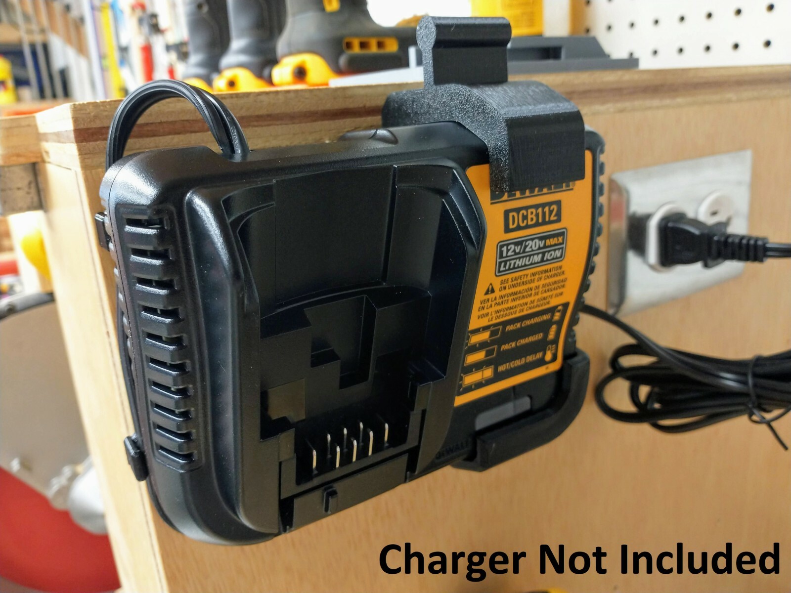 Wall Mount For DeWalt DCB112 Charger With Optional 20v Max Battery Mounts