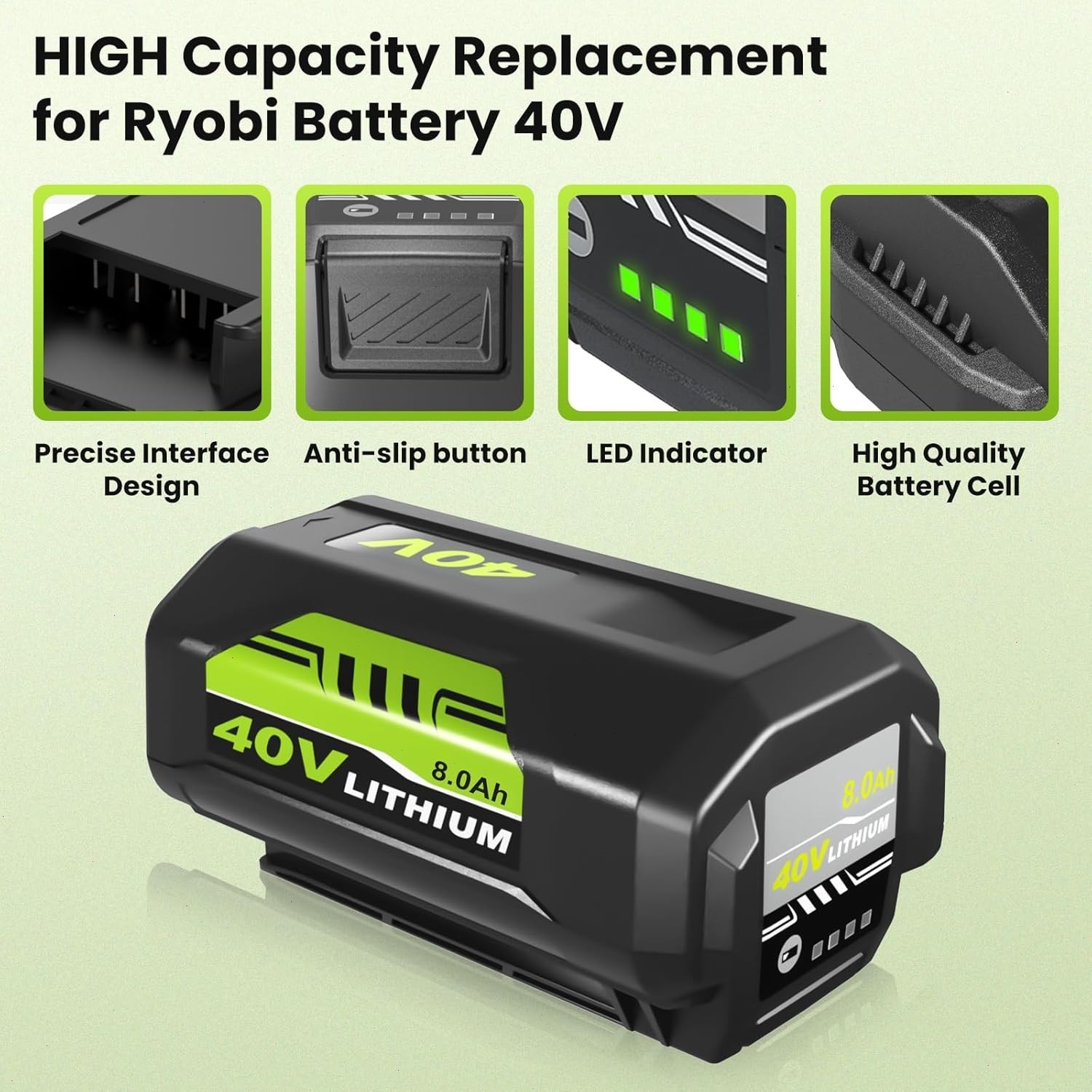 For RYOBI 40V Lithium 4Ah High Capacity Battery OP40404VNM Battery and Charger