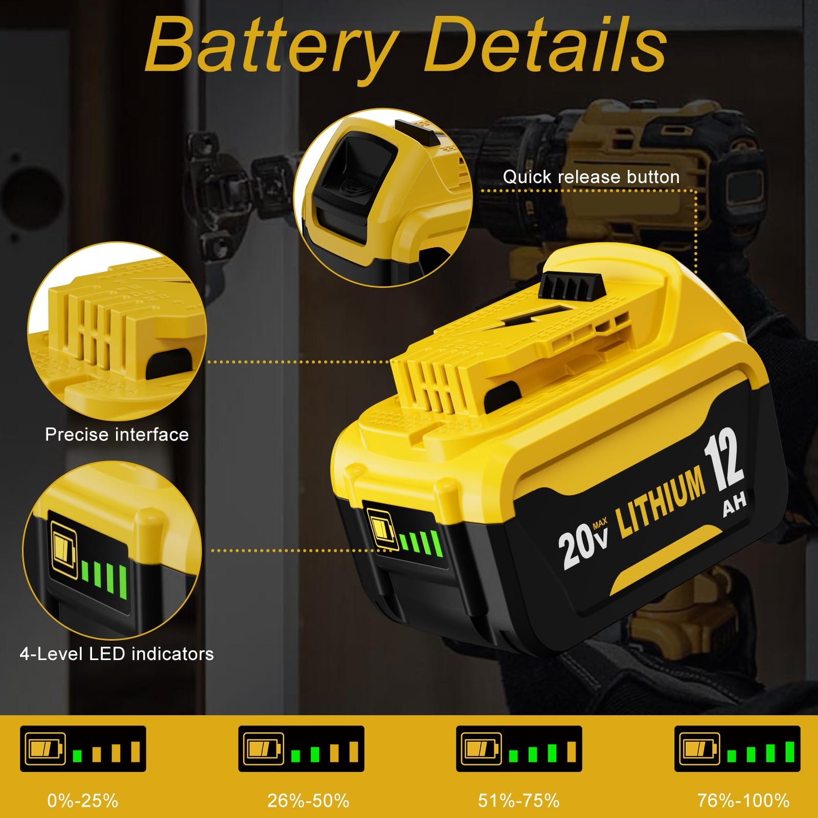 Boetpcr 4 Pack Upgrade 12000Mah Lithium-Ion Battery Replacement For Dewalt 20V