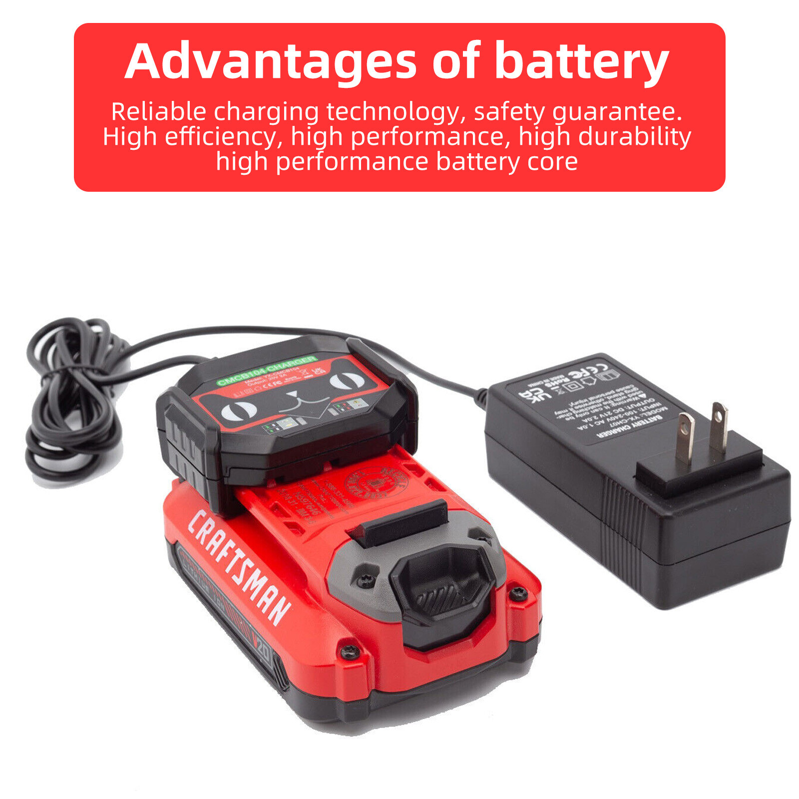 Separate Lithium Charger For Craftsman 20V MAX Series Electric Battery Charger