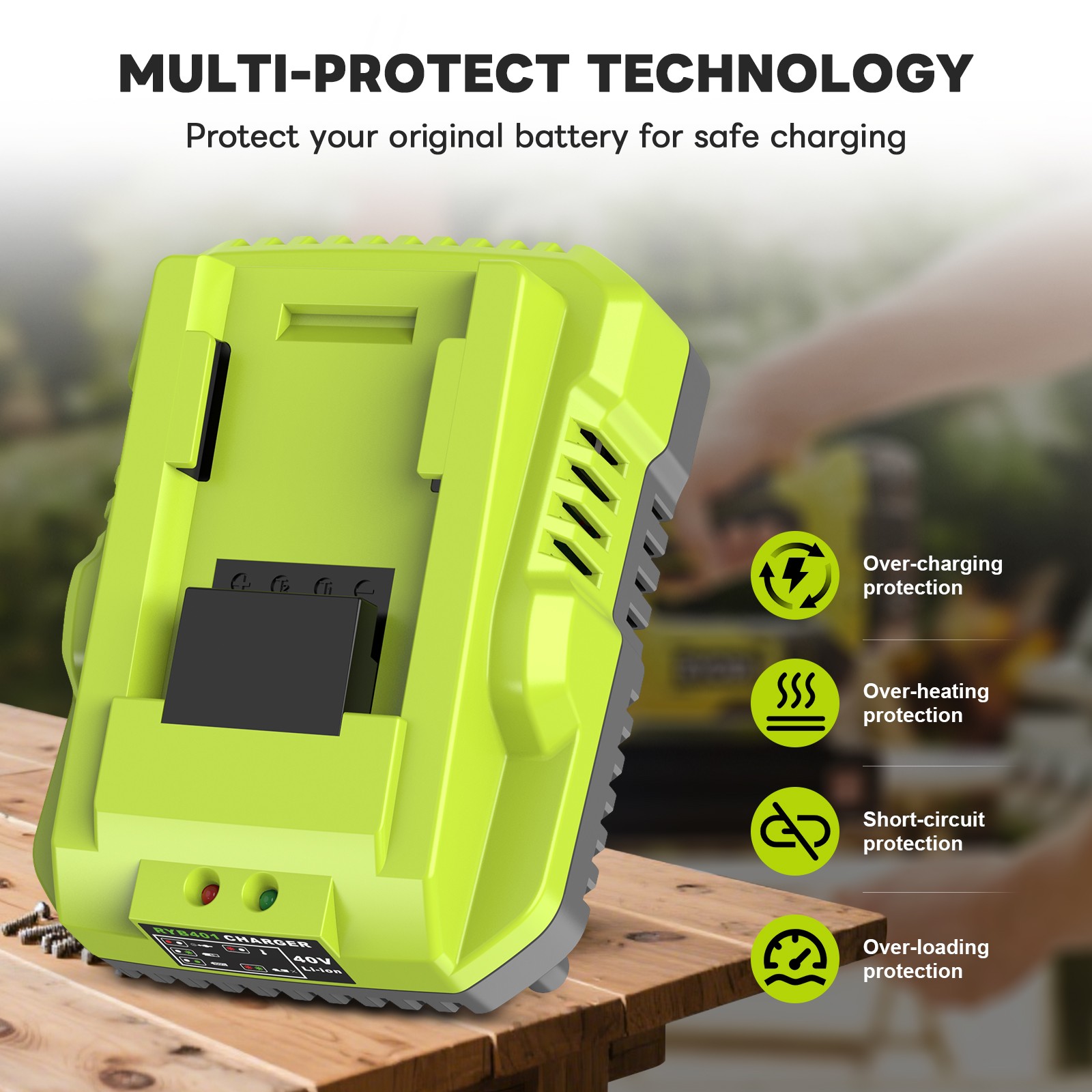 Fast Charger OP401 for Ryobi 40V Battery Charger OP4040 OP4050 OP4050A OP40601