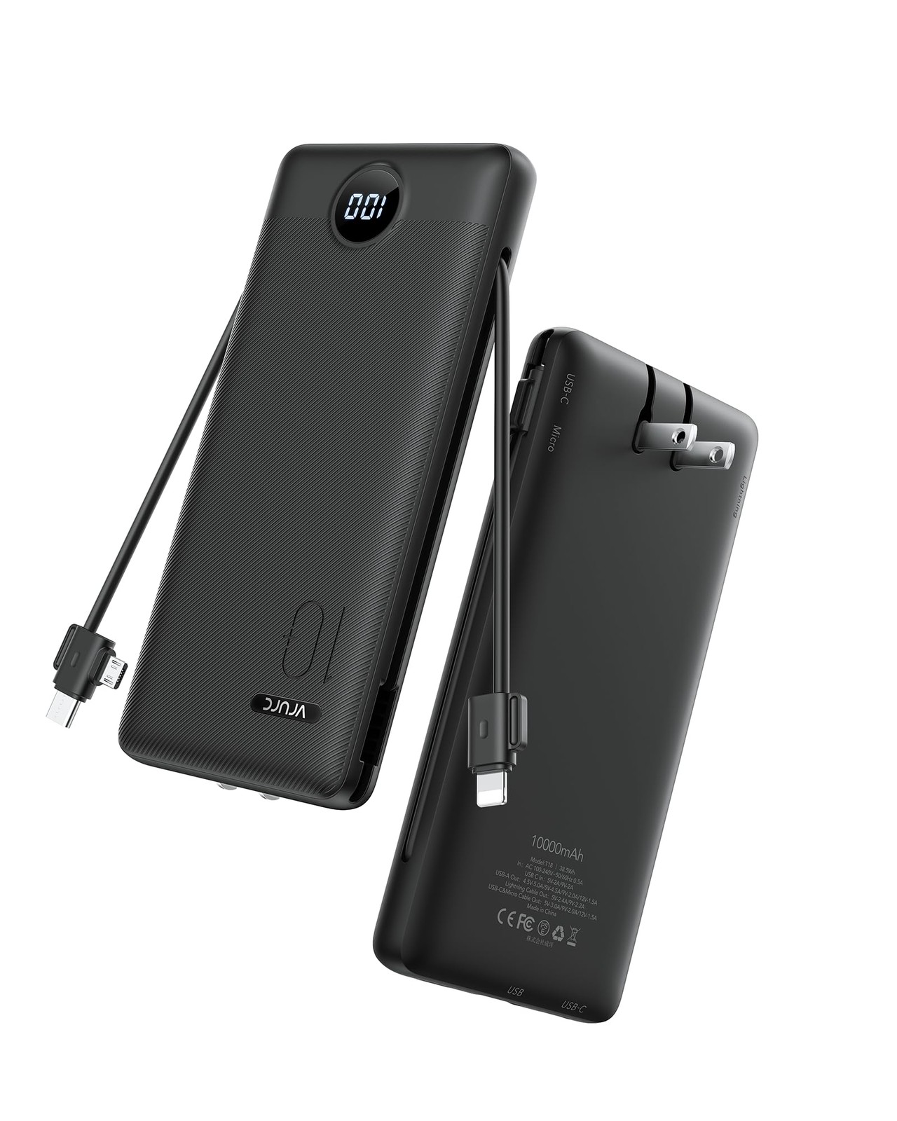 Vrurc Portable Charger Power Bank – 10000Mah Charging Pd 20W Wall Plug Slim