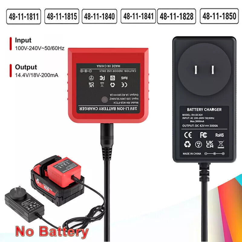 For Milwaukee 18V Lithium-ion Battery Charger For M18 48-11-1860 48-11-1850