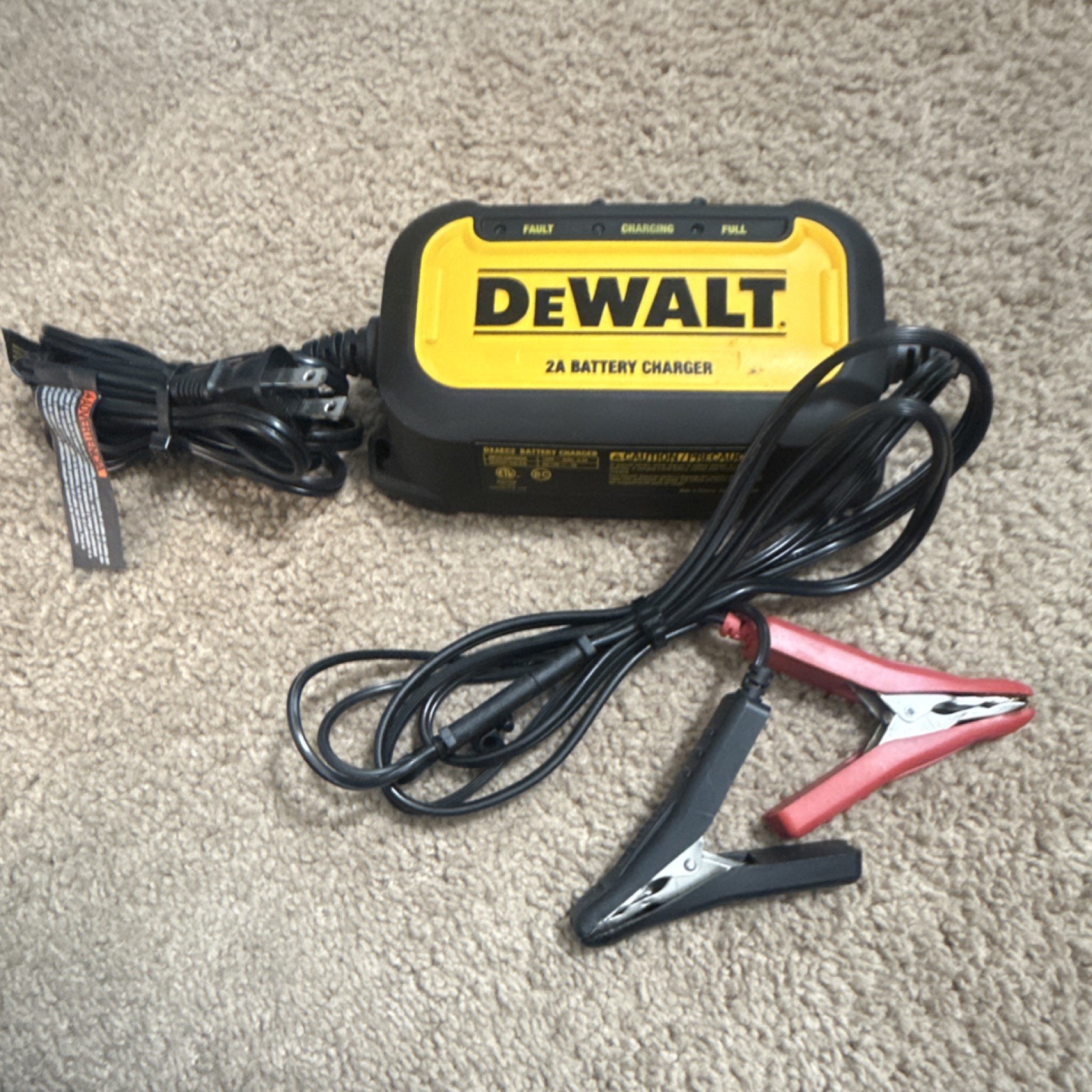 DEWALT DXAEC2 12V 2A Battery Charger, Yellow 12 Volt Charging Unit