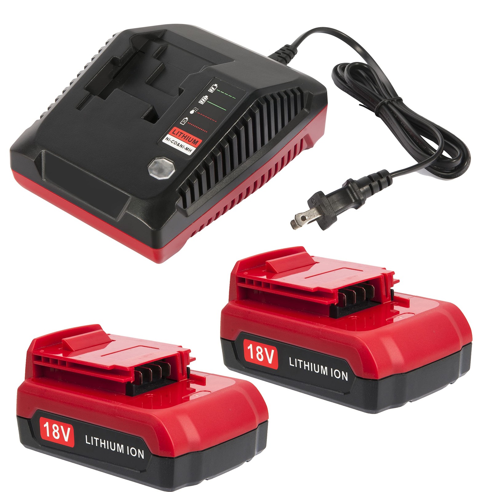 2Packs 18V Lithium Battery And Pcxmvc Charger For Porter Cable 18V