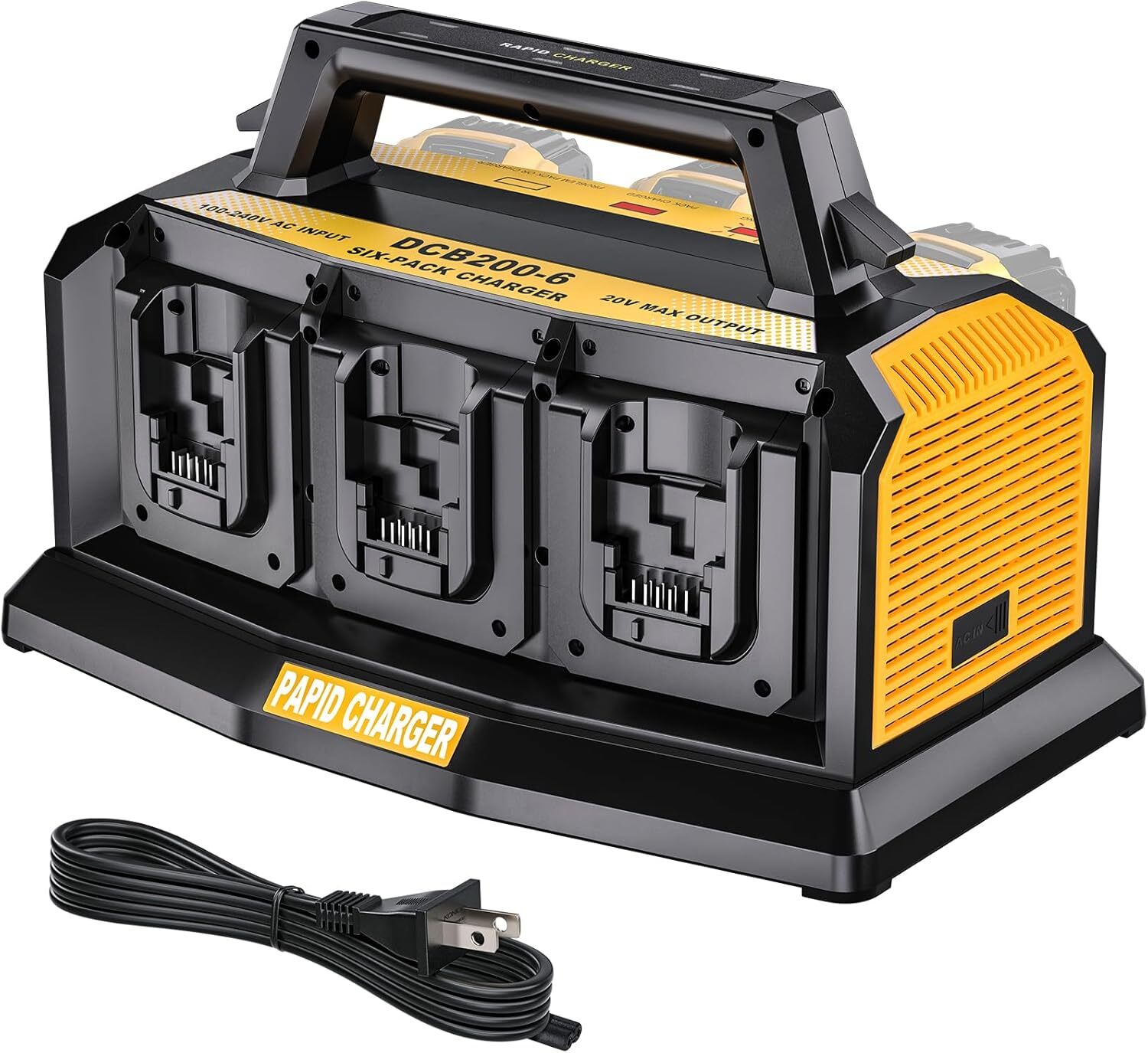 6-Ports Rapid Battery Charger Station for Dewalt 20V/60V Battery DCB200 DCB206
