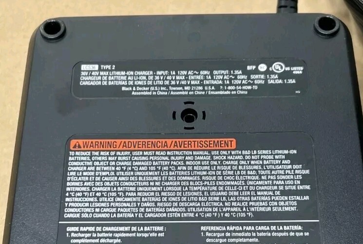 OEM Black & Decker LCS36 Type 2 Lithium 36-40V Battery Charger, Original