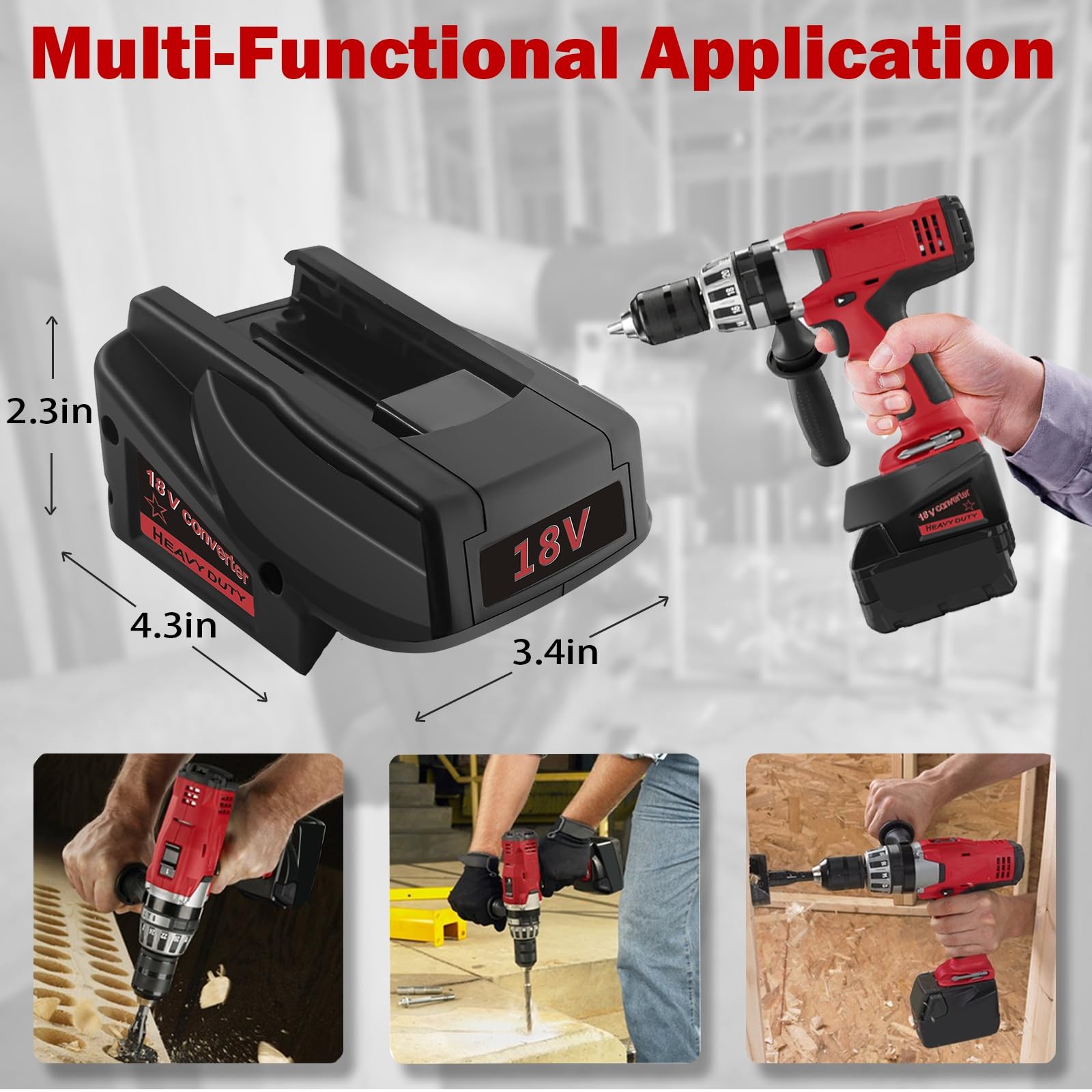 Fybemax Adapter M18V18 for Milwaukee M18 18V Battery to Black