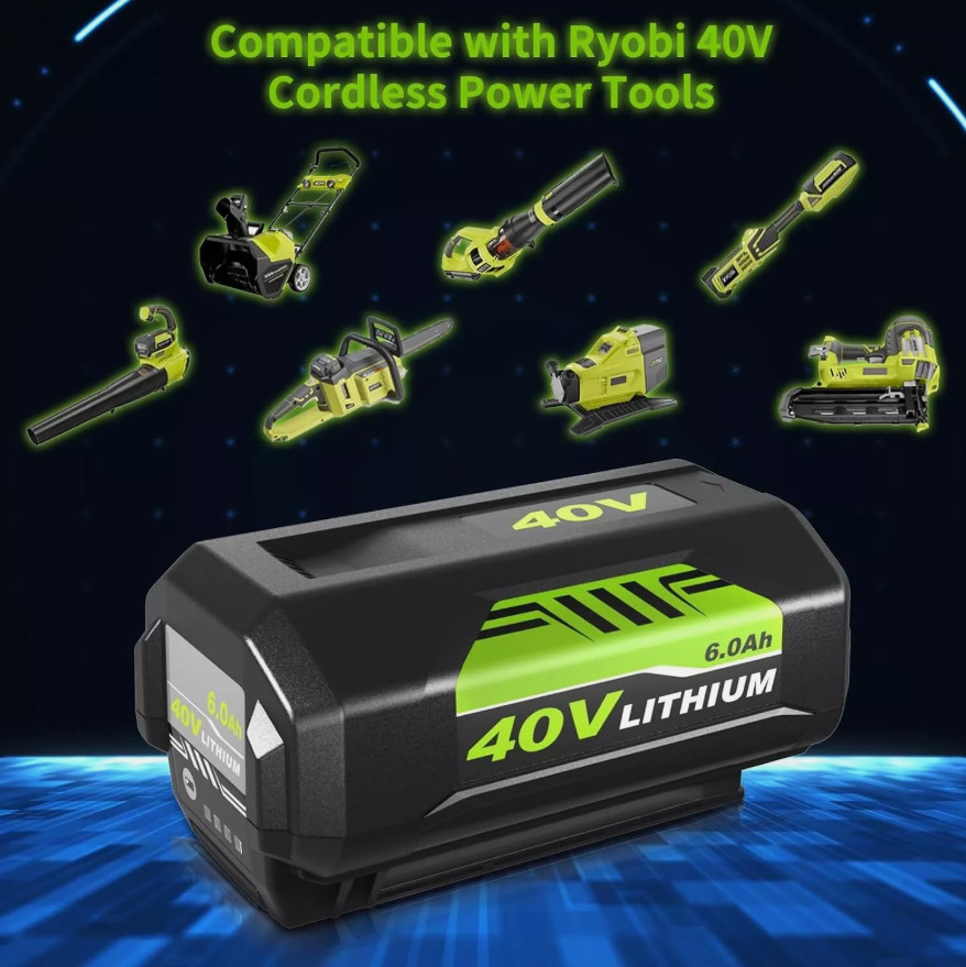 1/2X Battery/Charger For Ryobi 40V With LED Lithium-Ion 40-Volt OP406VNM OP40602